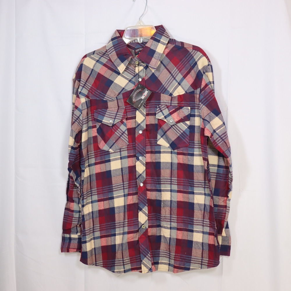 Big Yank Western Shirt Large Multicolor Womens Plaid Snap Button Flannel